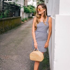 Express Gingham tie shoulder dress